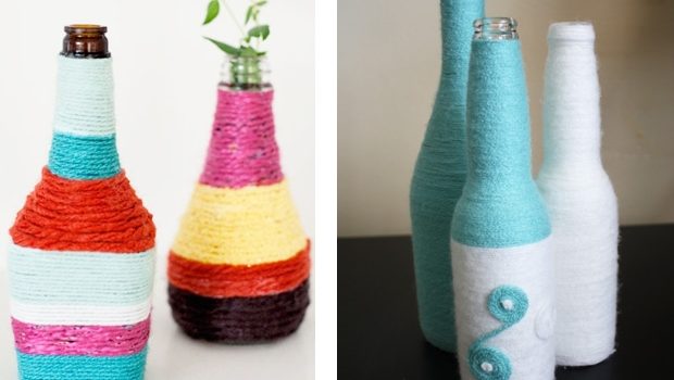 Vasi di primavera con le bottiglie. Master-class