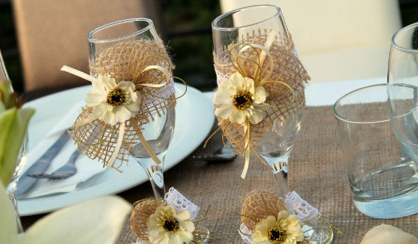 Idee su decorazione dei bicchieri per il matrimonio: 24 foto-idee
