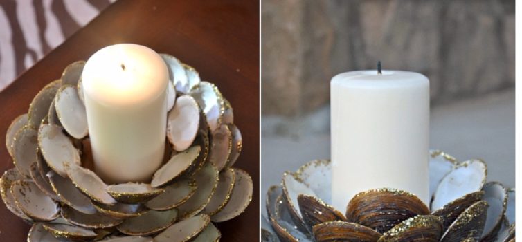 Portacandele con le conchiglie fatto a mano: foto-lezione